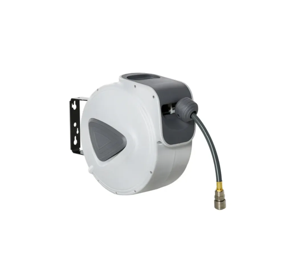 10m Retractable Air Hose Reel - 3/8" Industrial Rubber Hose with 180° Wall Mount