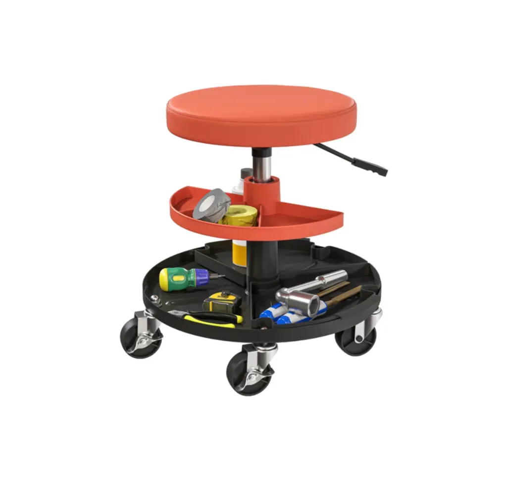 [AVWCORE-MRS-135Y] Pneumatic Adjustable Mechanic Roller Seat - 135kg Capacity Heavy-Duty Workshop Stool with Tool Tray (Yellow)